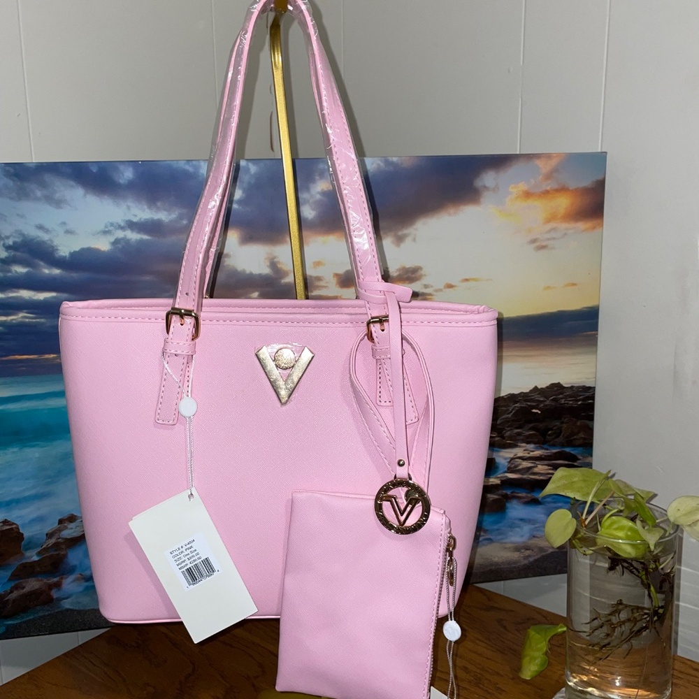 Valatino Pink Tote Bag with Pouch